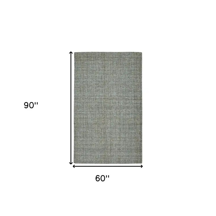 5' X 7' Light Blue And Gray Wool Abstract Hand Tufted Area Rug