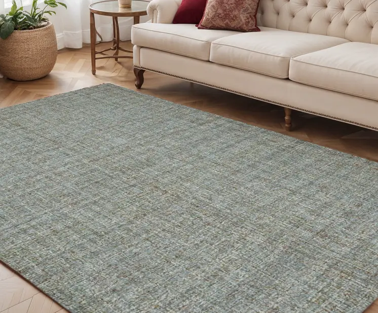 5' X 7' Light Blue And Gray Wool Abstract Hand Tufted Area Rug