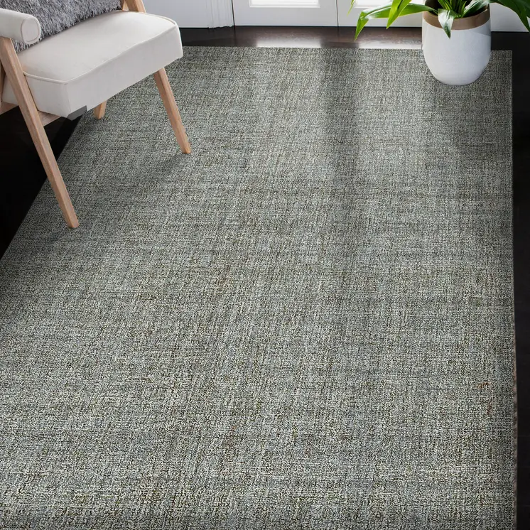 9' X 12' Light Blue And Gray Wool Abstract Hand Tufted Area Rug