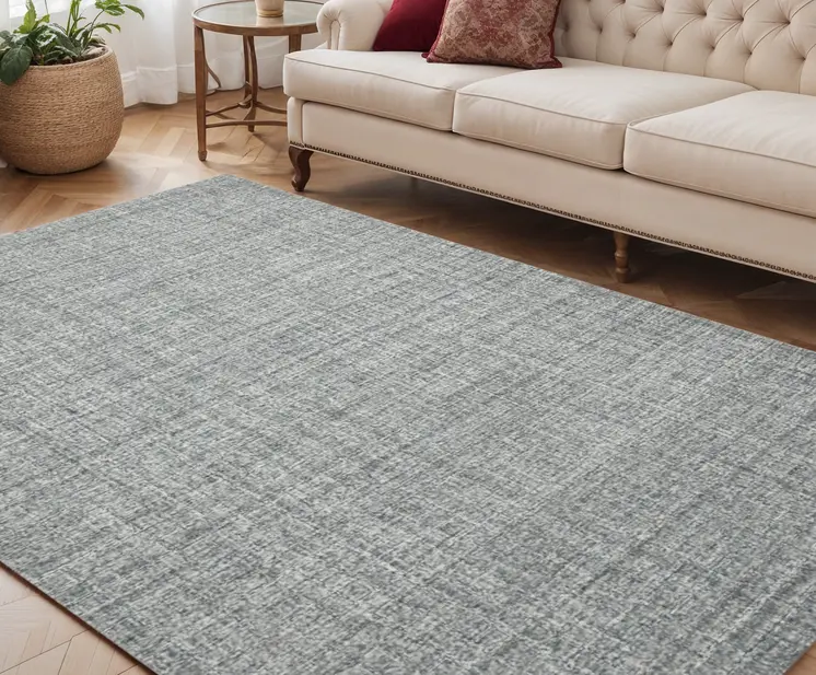 5' X 7' Gray And Ivory Wool Abstract Hand Tufted Area Rug