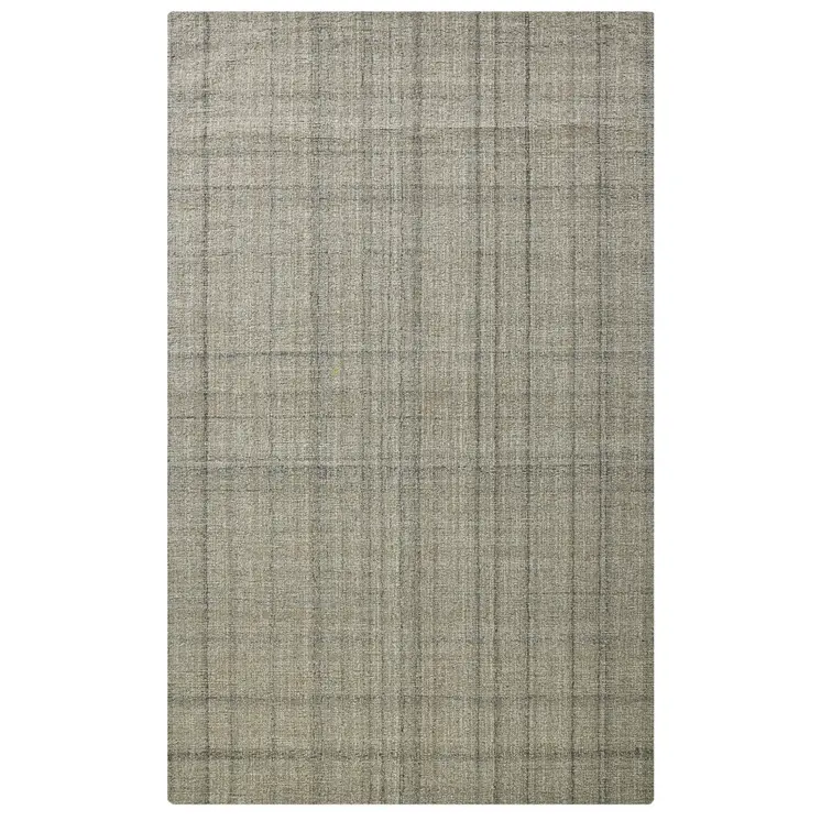 2' X 3' Brown And Gray Wool Plaid Hand Tufted Area Rug