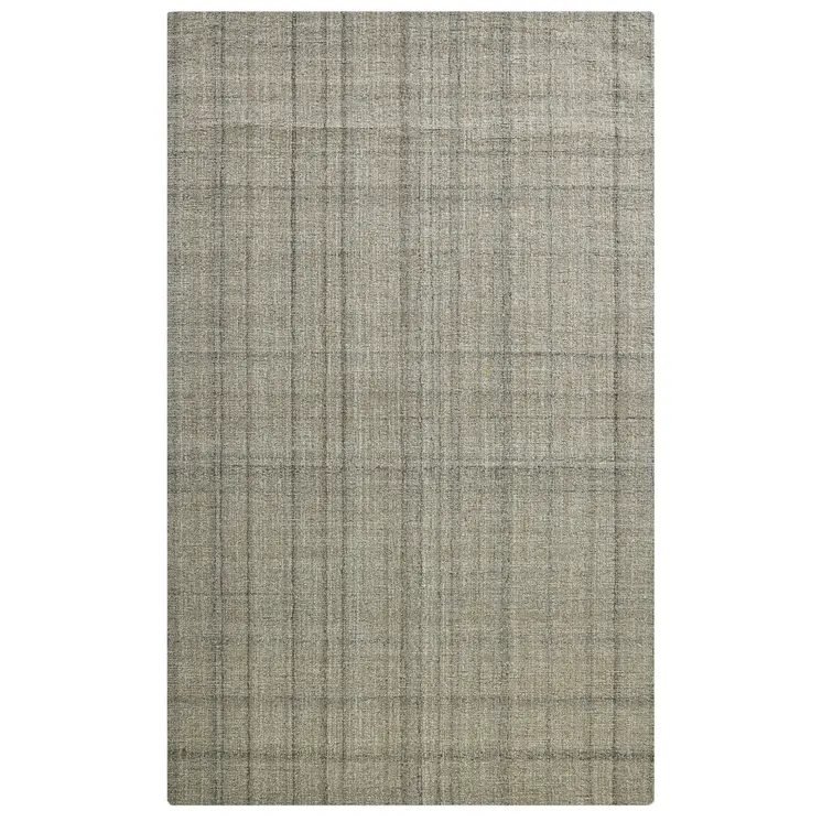 2' X 3' Brown And Gray Wool Plaid Hand Tufted Area Rug