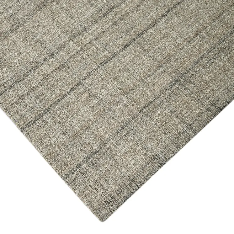 2' X 3' Brown And Gray Wool Plaid Hand Tufted Area Rug
