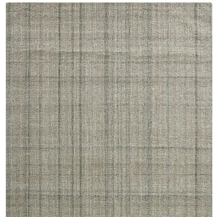 5' X 7' Brown And Gray Wool Plaid Hand Tufted Area Rug