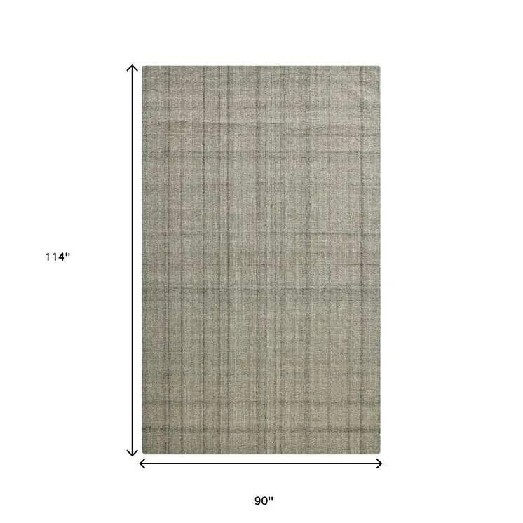 8' X 10' Brown And Gray Wool Plaid Hand Tufted Area Rug