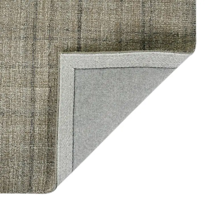 8' X 10' Brown And Gray Wool Plaid Hand Tufted Area Rug