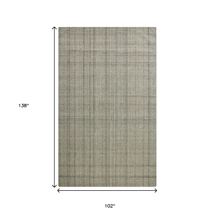 9' X 12' Brown And Gray Wool Plaid Hand Tufted Area Rug