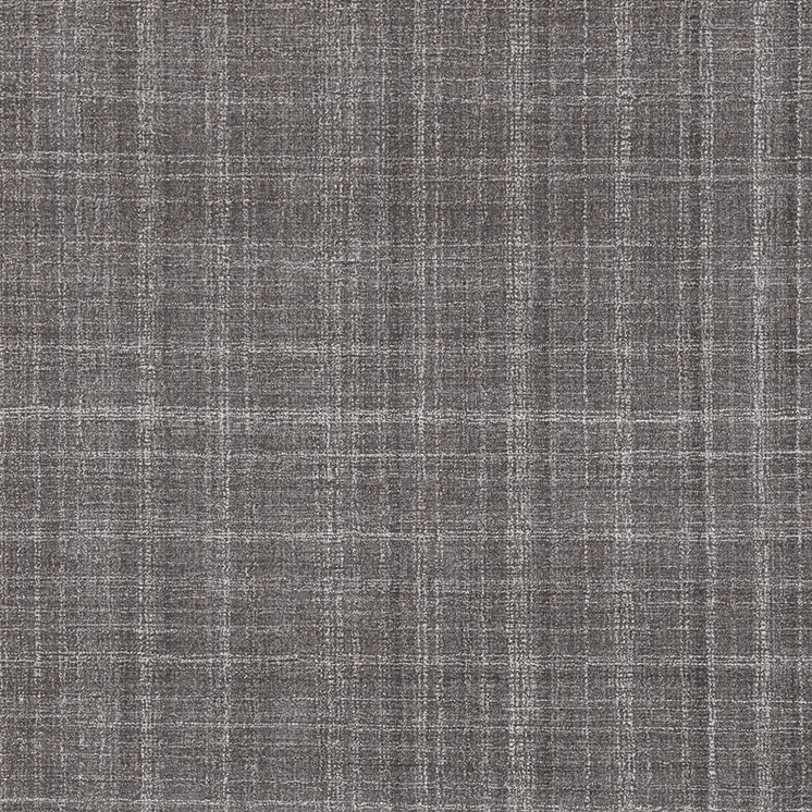 5' X 7' Graphite And Ivory Wool Plaid Hand Tufted Area Rug