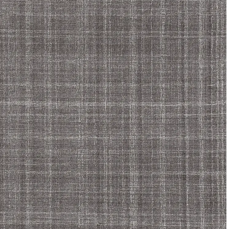 5' X 7' Graphite And Ivory Wool Plaid Hand Tufted Area Rug