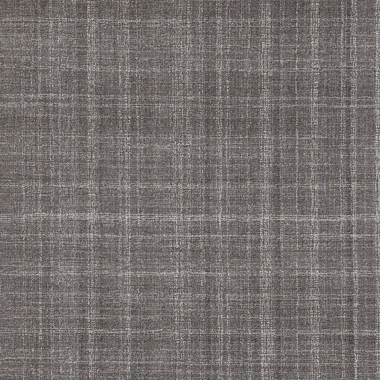 8' X 10' Graphite And Ivory Wool Plaid Hand Tufted Area Rug