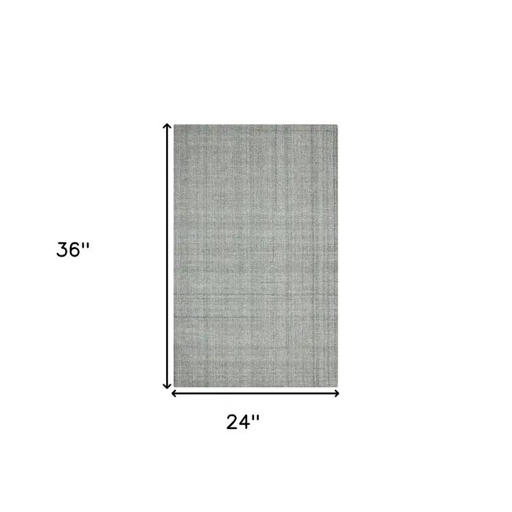 2' X 3' Gray Blue And Ivory Wool Plaid Hand Tufted Area Rug