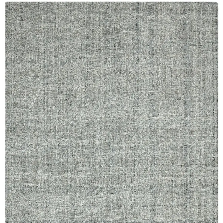 5' X 7' Gray Blue And Ivory Wool Plaid Hand Tufted Area Rug