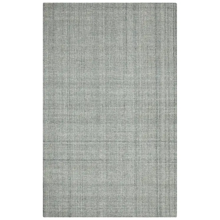5' X 7' Gray Blue And Ivory Wool Plaid Hand Tufted Area Rug