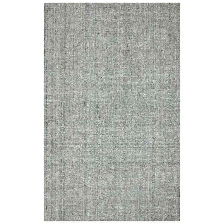 5' X 7' Gray Blue And Ivory Wool Plaid Hand Tufted Area Rug