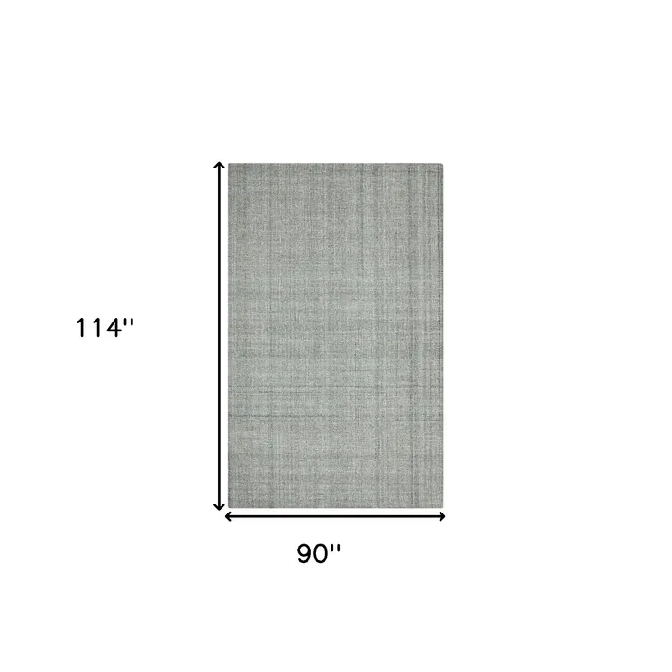 8' X 10' Gray Blue And Ivory Wool Plaid Hand Tufted Area Rug