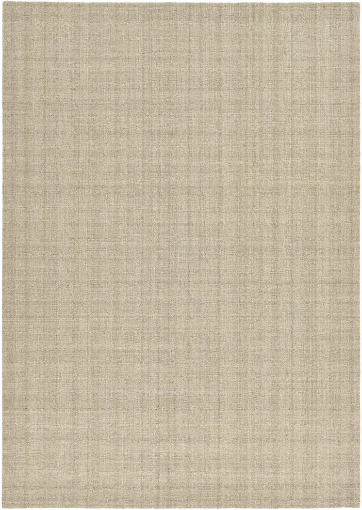 5' X 7' Champagne And Brown Wool Plaid Hand Tufted Area Rug