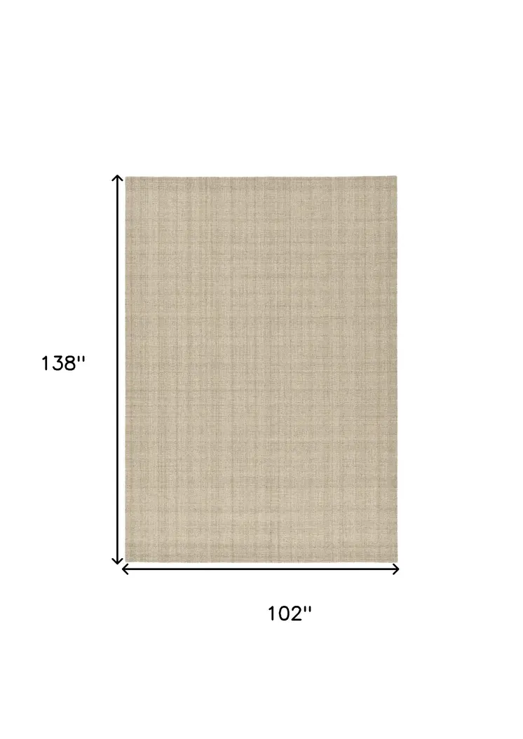 9' X 12' Champagne And Brown Wool Plaid Hand Tufted Area Rug
