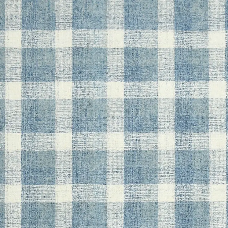 2' X 3' Blue And Ivory Wool Plaid Hand Tufted Area Rug