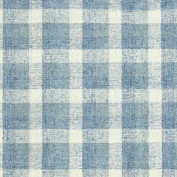 4' X 6' Blue And Ivory Wool Plaid Hand Tufted Area Rug