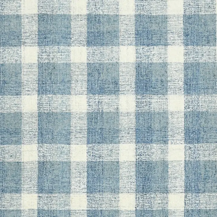5' X 7' Blue And Ivory Wool Plaid Hand Tufted Area Rug