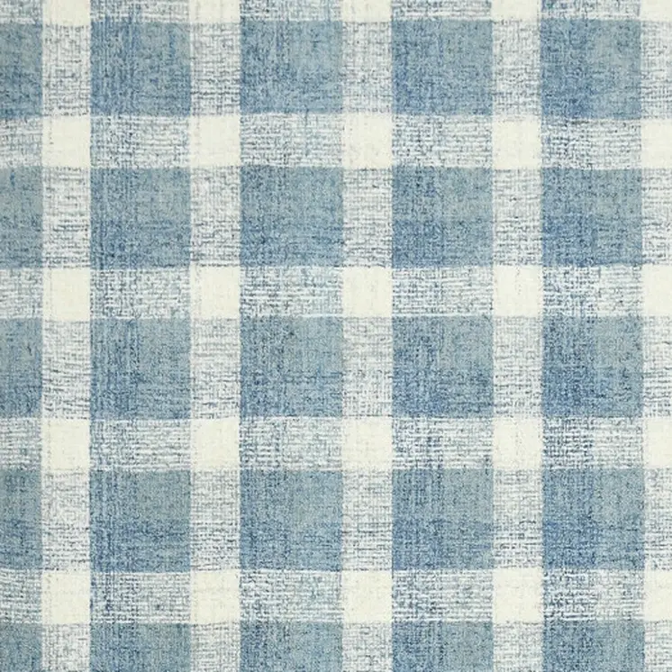 8' X 10' Blue And Ivory Wool Plaid Hand Tufted Area Rug