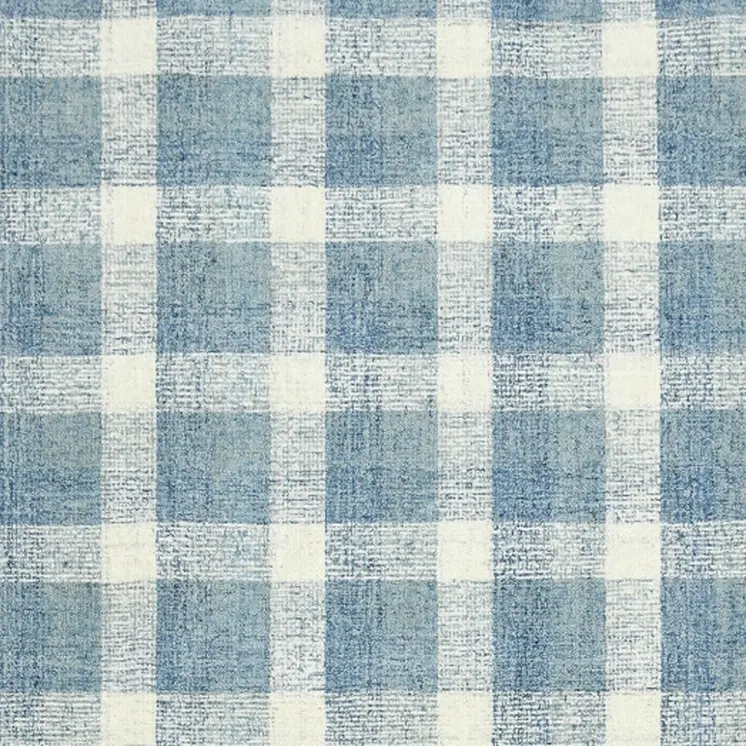 9' X 13' Blue And Ivory Wool Plaid Hand Tufted Area Rug