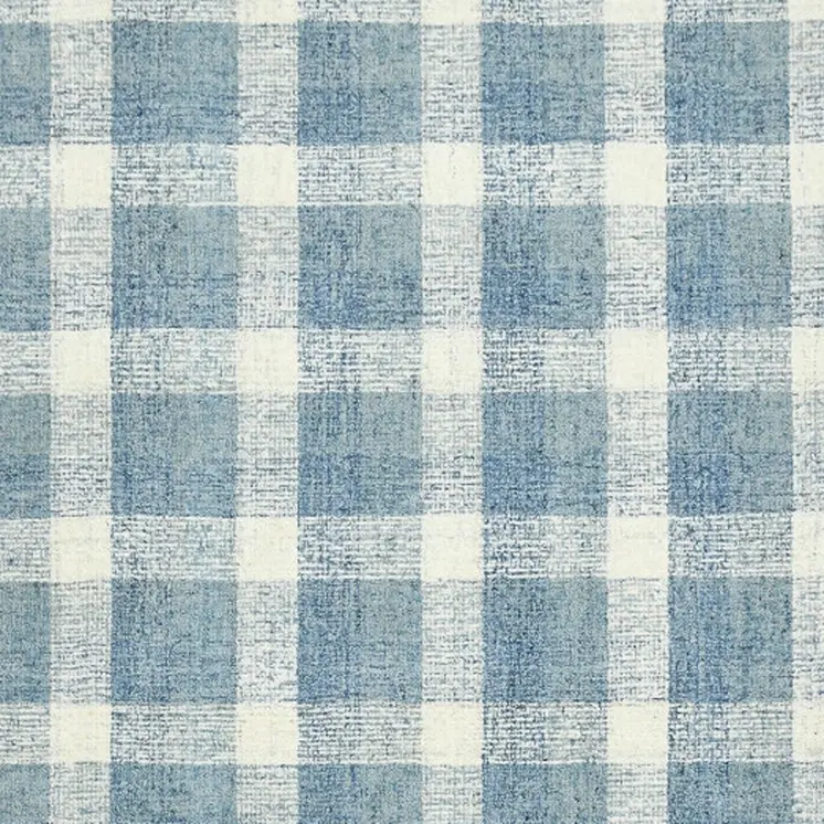 9' X 13' Blue And Ivory Wool Plaid Hand Tufted Area Rug