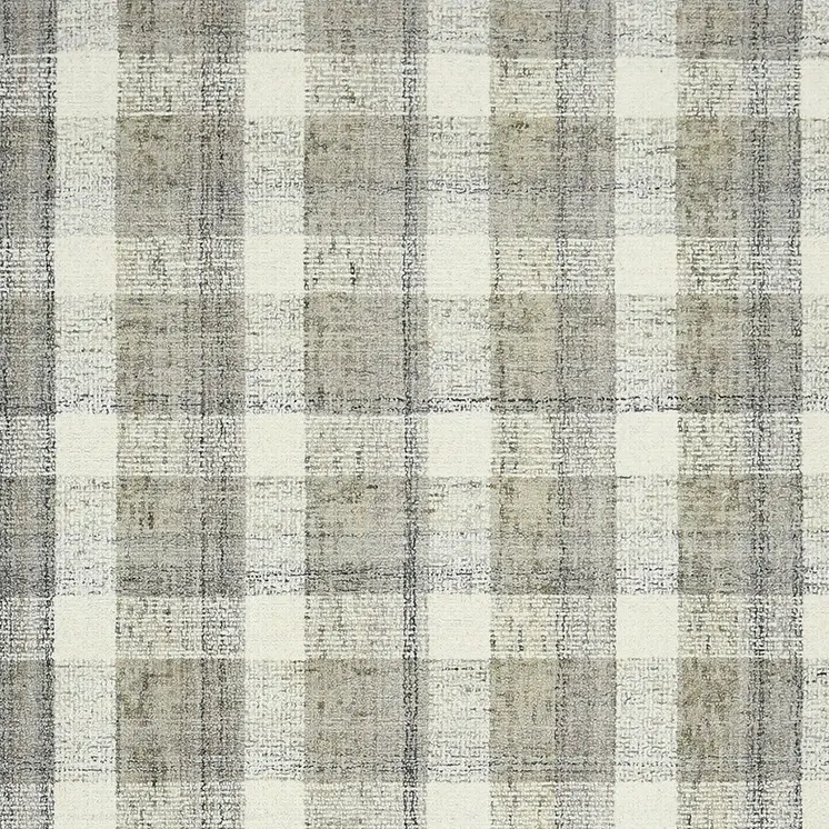 5' X 7' Gray And Ivory Wool Plaid Hand Tufted Area Rug