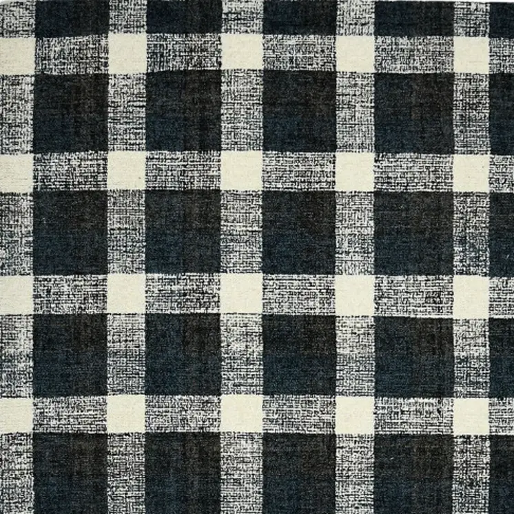 4' X 6' Charcoal And Ivory Wool Plaid Hand Tufted Area Rug