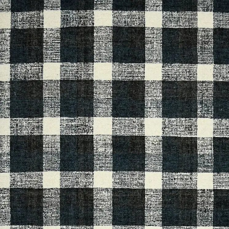 4' X 6' Charcoal And Ivory Wool Plaid Hand Tufted Area Rug