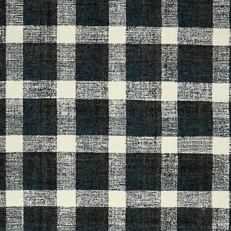 8' X 10' Charcoal And Ivory Wool Plaid Hand Tufted Area Rug