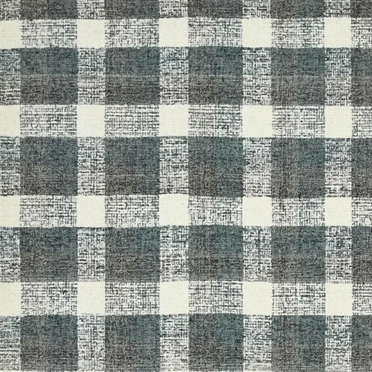 4' X 6' Dark Gray And Ivory Wool Plaid Hand Tufted Area Rug