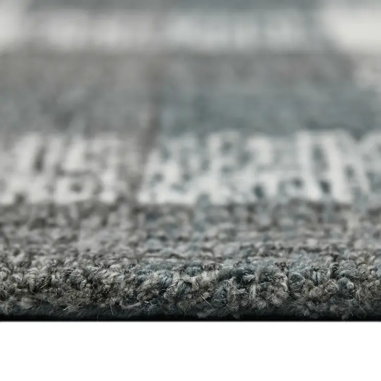8' X 10' Dark Gray And Ivory Wool Plaid Hand Tufted Area Rug