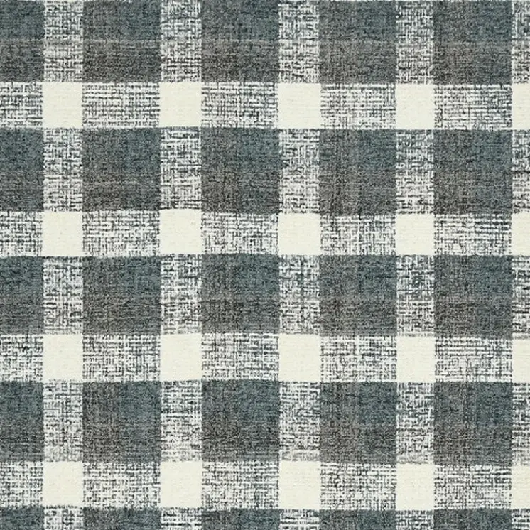 9' X 13' Dark Gray And Ivory Wool Plaid Hand Tufted Area Rug