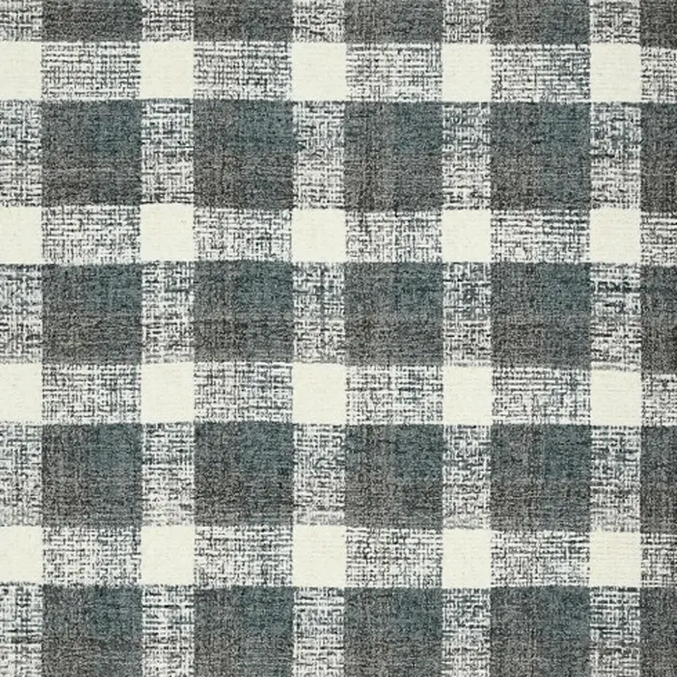 9' X 13' Dark Gray And Ivory Wool Plaid Hand Tufted Area Rug