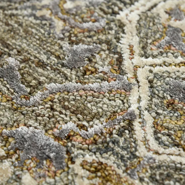5' X 7' Ivory Brown And Gray Wool Oriental Hand Tufted Area Rug