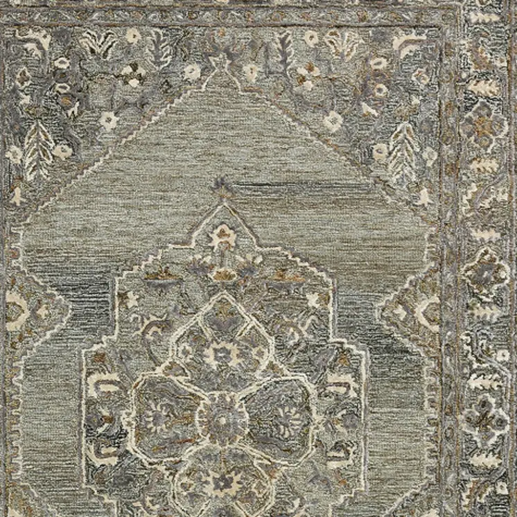 5' X 7' Ivory Brown And Gray Wool Oriental Hand Tufted Area Rug