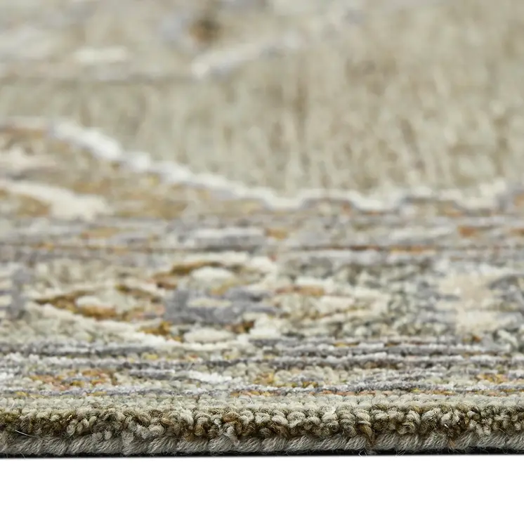 8' X 10' Ivory Brown And Gray Wool Oriental Hand Tufted Area Rug