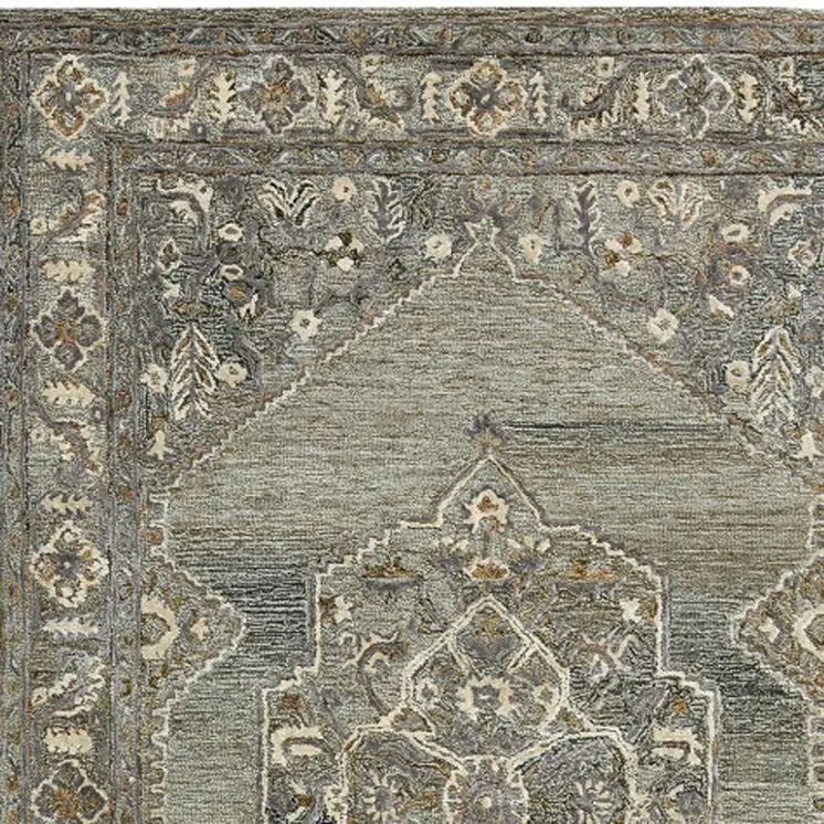 8' X 10' Ivory Brown And Gray Wool Oriental Hand Tufted Area Rug