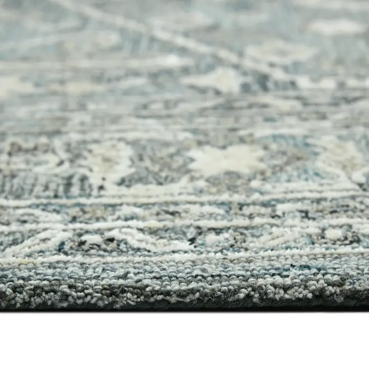 2' X 3' Sky Blue Gray And Ivory Wool Oriental Hand Tufted Area Rug
