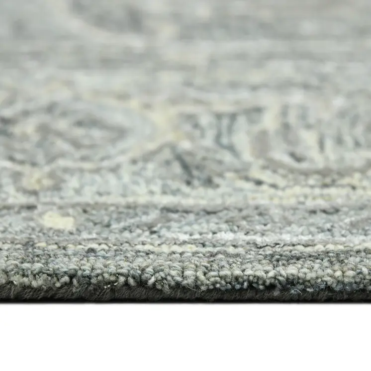 5' X 7' Gray Ivory And Light Blue Wool Oriental Hand Tufted Area Rug