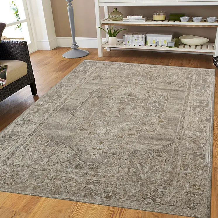 5' X 7' Brown And Beige Wool Oriental Hand Tufted Area Rug