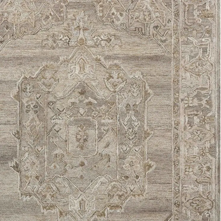 5' X 7' Brown And Beige Wool Oriental Hand Tufted Area Rug