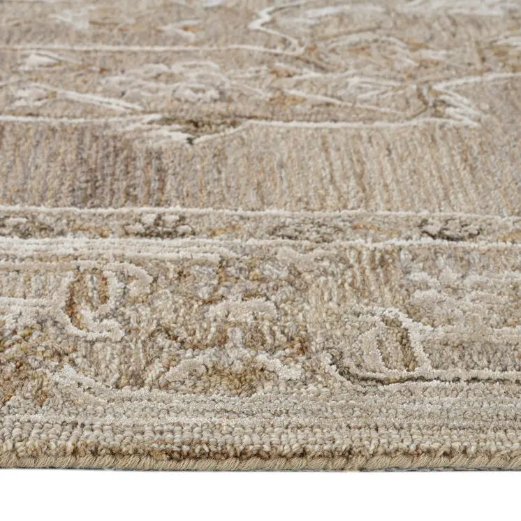 8' X 10' Brown And Beige Wool Oriental Hand Tufted Area Rug