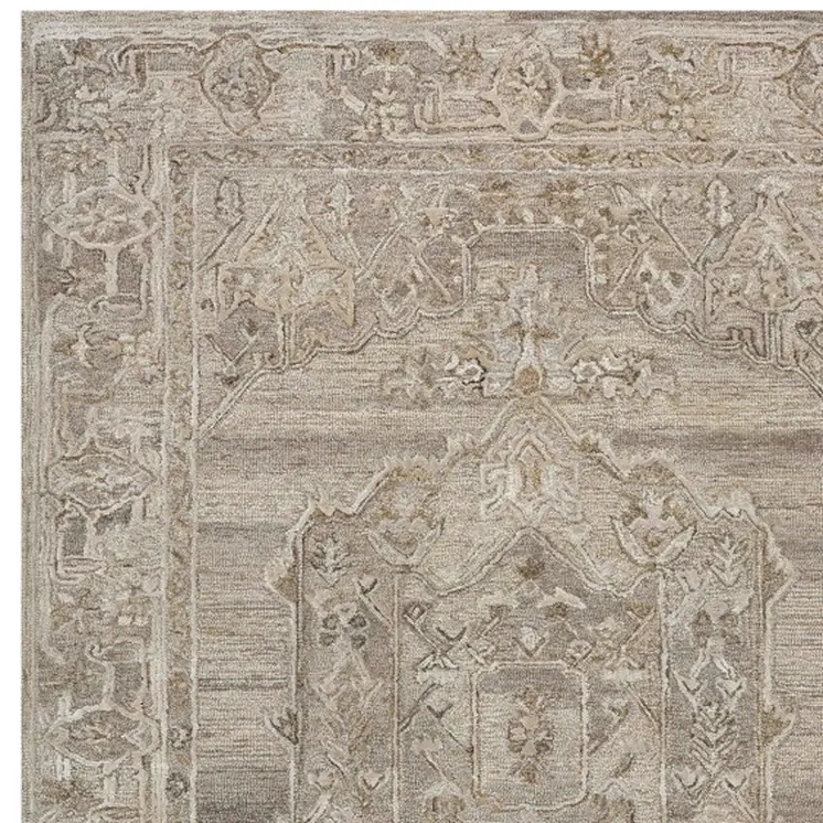 9' X 13' Brown And Beige Wool Oriental Hand Tufted Area Rug