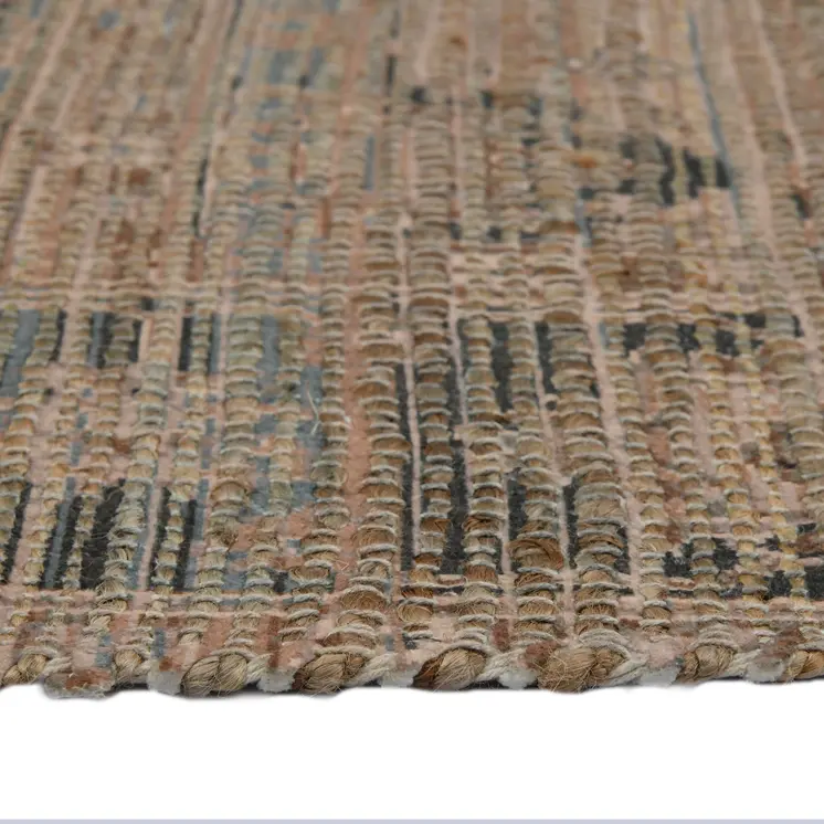 5' X 7' Brown Dark Gray And Dark Turquoise Oriental Hand Woven Area Rug With Fringe