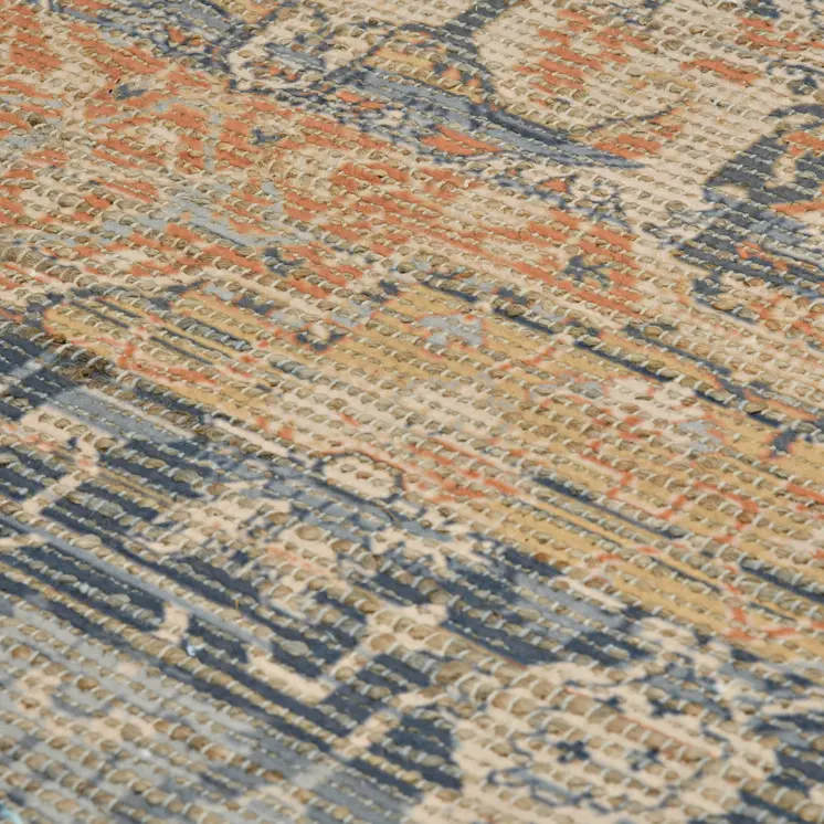 5' X 7' Orange Beige And Gray Oriental Hand Woven Area Rug With Fringe