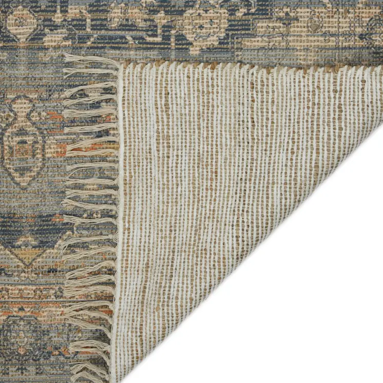 5' X 7' Orange Beige And Gray Oriental Hand Woven Area Rug With Fringe