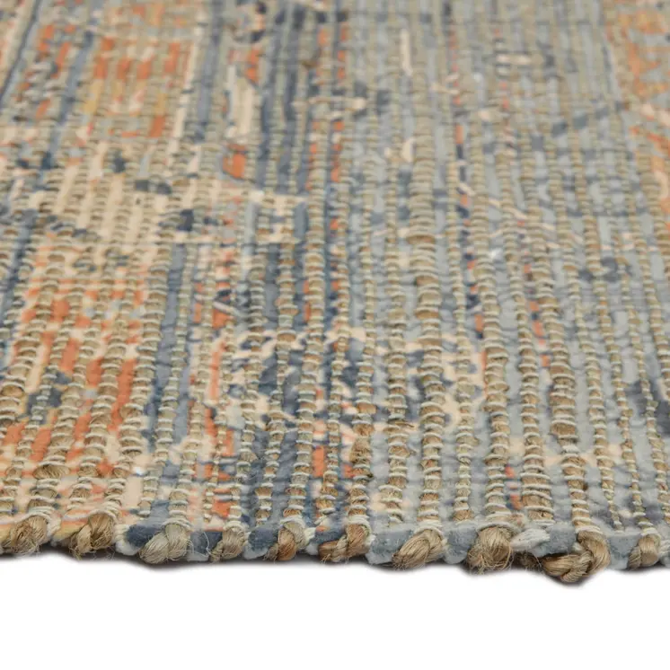 8' X 10' Orange Beige And Gray Oriental Hand Woven Area Rug With Fringe