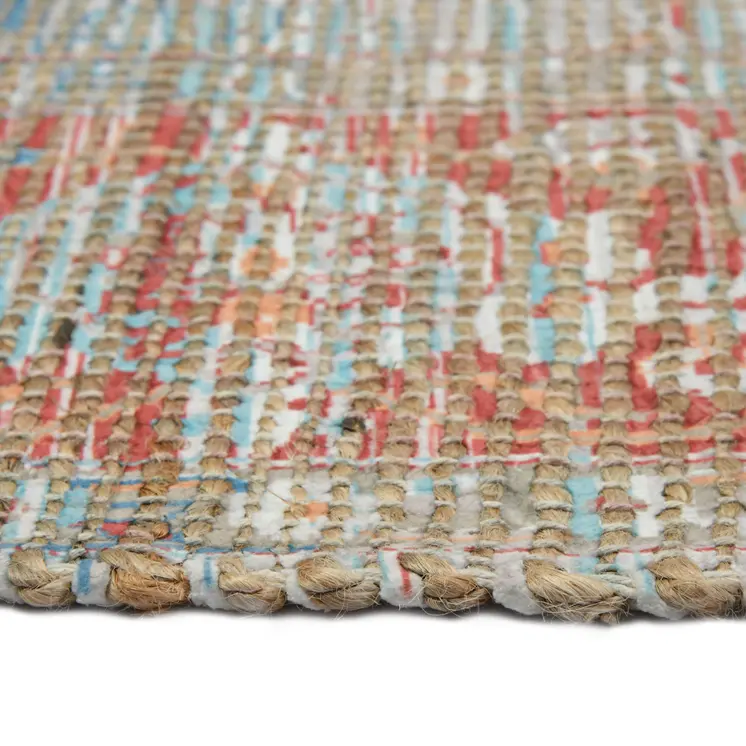 8' X 10' Blue Brick Red And Ivory Oriental Hand Woven Area Rug With Fringe